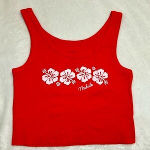 Red mahalo Billa Bong large cropped tank top